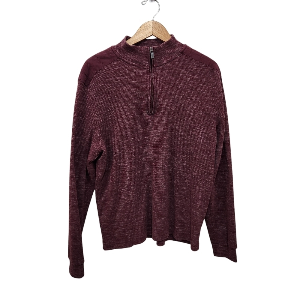 IKE Behar Sweater Size XL Wine Red 1/4 Zip Knit Pullover Outdoor Hiking Walking
